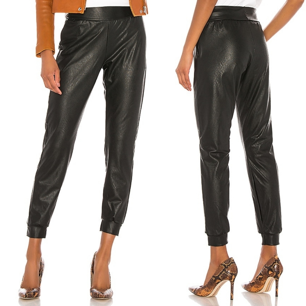 Commando Black Faux Leather Joggers
